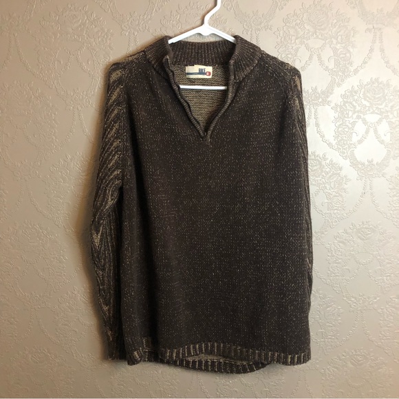 Bke 1/4 Zip Sweater Brown Large Very Good Condition Mens